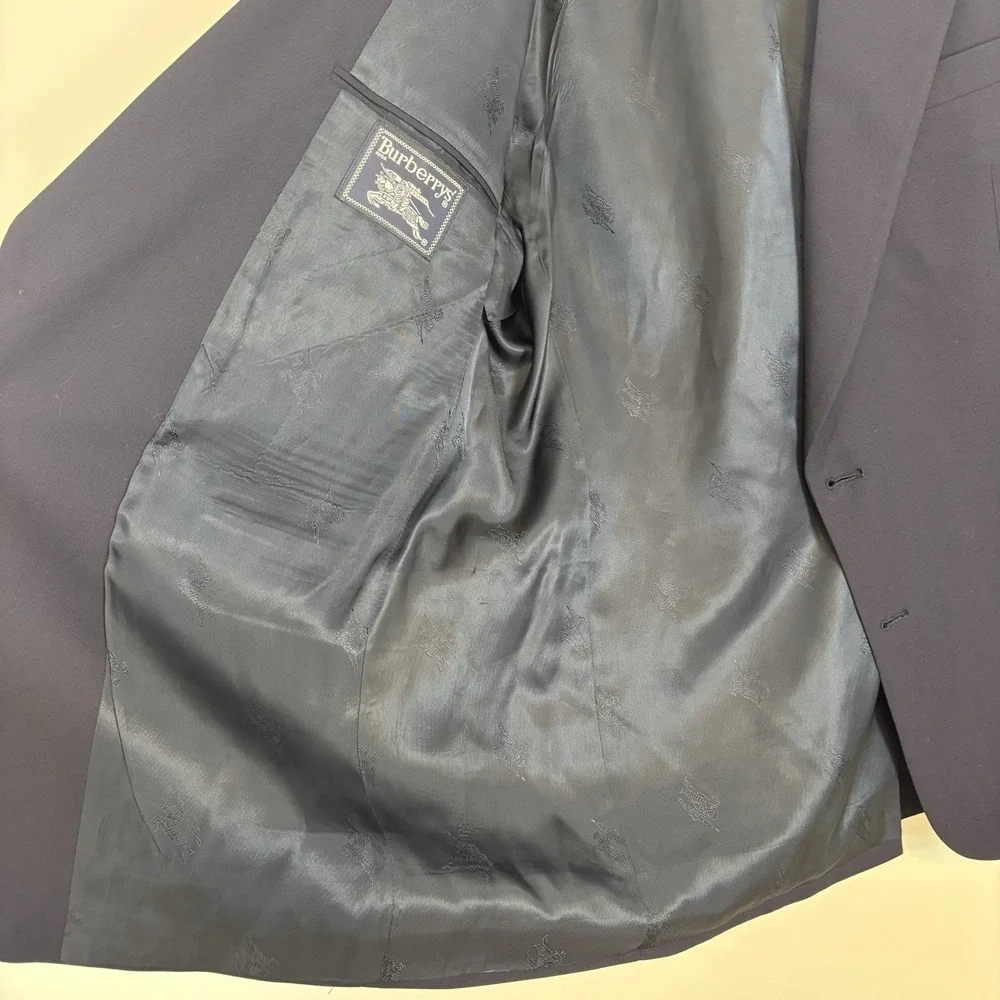 Burberrys Vtg Blazer Mens Sz 46L Navy 100% Wool‎ Super 110s USA Made Burberry